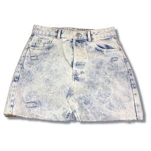 Like-New Bershka Acid Wash Distressed Women’s Denim Jean Skirt  Size 6